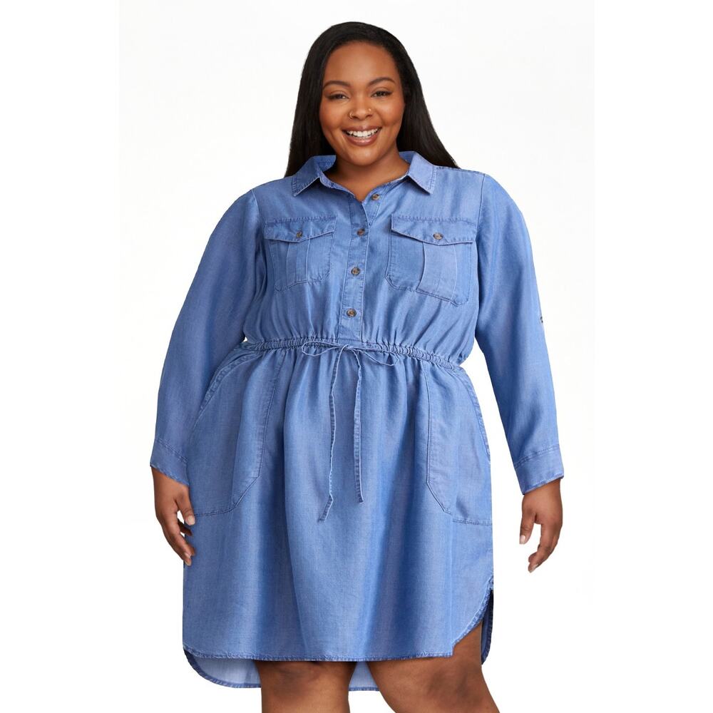 Time and Tru Soft Chambray Utility Shirt Dress XXL